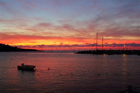 Fishing Boats at Sunset in Port Stock Photo - Image of blue, pier ...