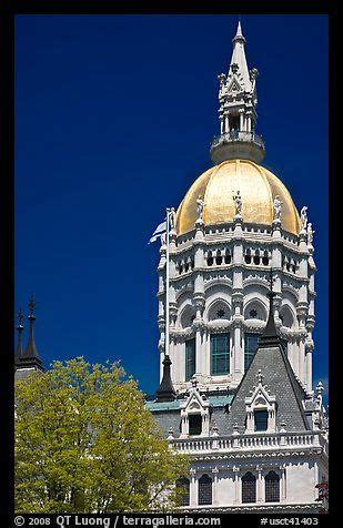 Gold-leafed dome of Connecticut State Capitol. Hartford, Connecticut ...