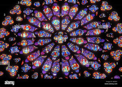 The Rose Window a stained glass window in Notre Dame Cathedral Paris ...