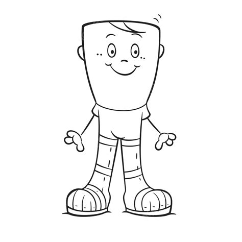 Cartoon Boy And A Cup Coloring Page Outline Sketch Drawing Vector, Car ...