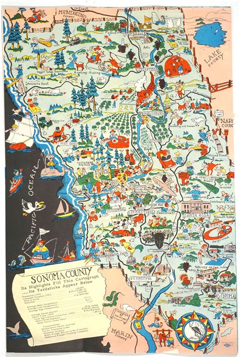 Pictorial map of Sonoma County. Historic Sonoma County , Folding ...