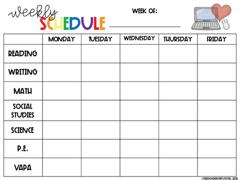 Weekly Schedule Templates for Distance Learning