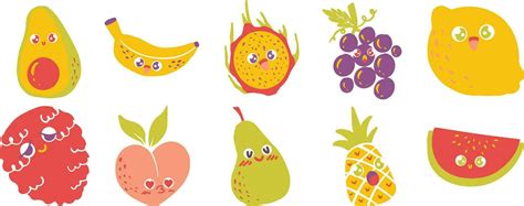 Appealing Cute Fruits Doodle Style Illustration Set 35806838 Vector Art ...