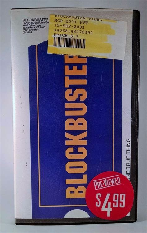 Vintage Blockbuster Video VHS Case With Movie One True Thing Zellwegger VCR Tape # ...