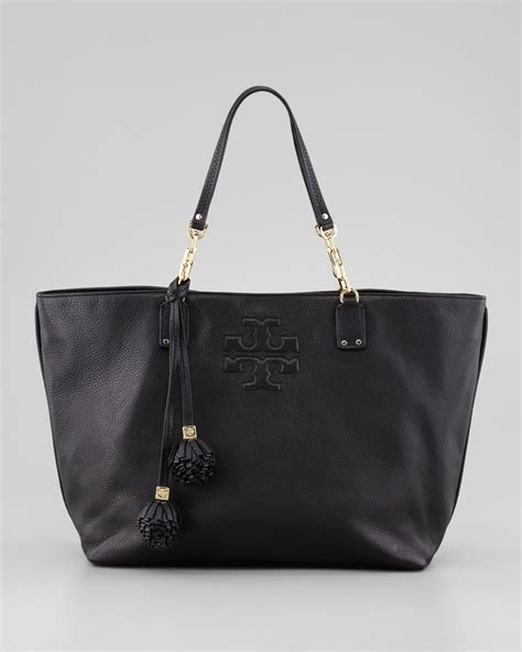 Tory Burch Thea Large Tote Bag Black in Black | Lyst