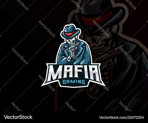 Mafia skull mascot sport logo design Royalty Free Vector