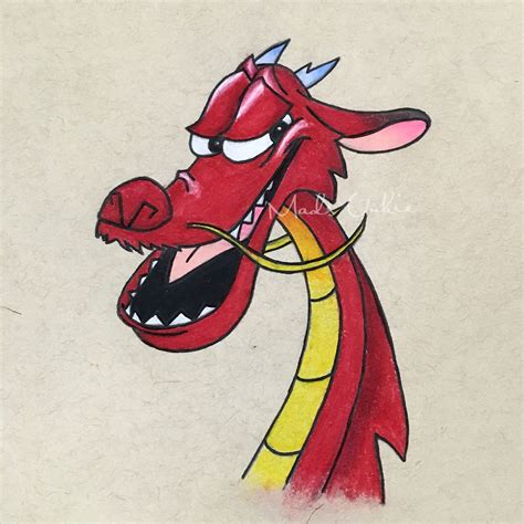 a drawing of a red dragon with horns and fangs on it's head is shown