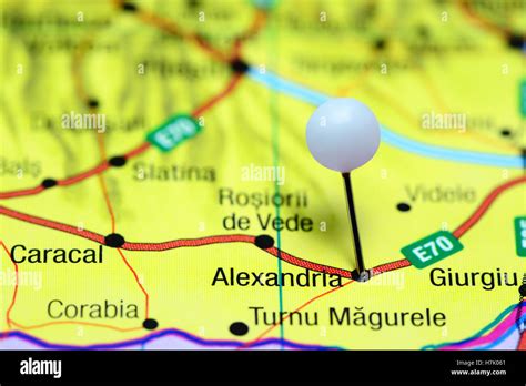 Alexandria pinned on a map of Romania Stock Photo - Alamy