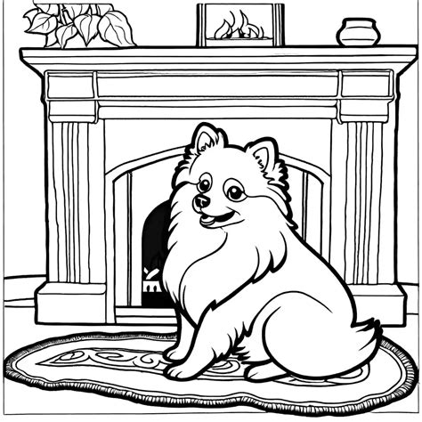 Pomeranian in garden coloring page Lulu Pages