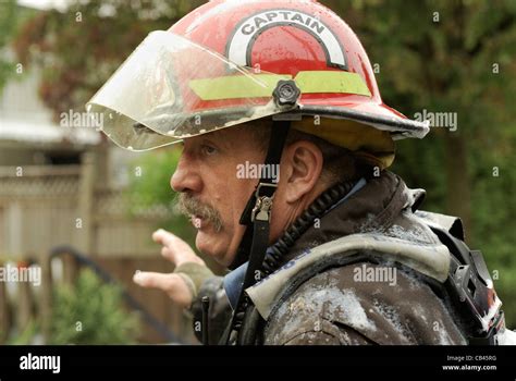 Vancouver city fire captain at the scene of a fire Stock Photo - Alamy