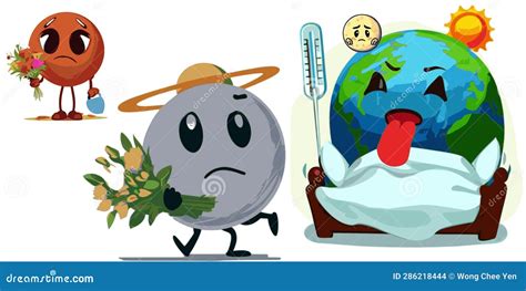 Earth Sick Planet Visit Climate Change Vector Graphics Illustration ...