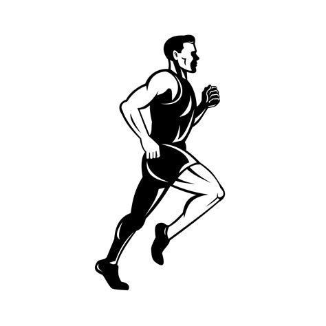 Marathon Runner Running Side Black and White 1917738 Vector Art at Vecteezy