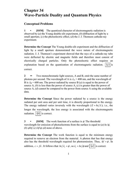 Chapter 34 Wave-Particle Duality and Quantum Physics