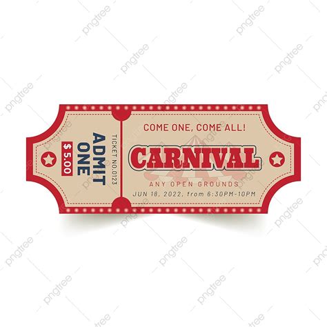 Red And Cream Illustration Admit One Carnival Ticket Template Download on Pngtree