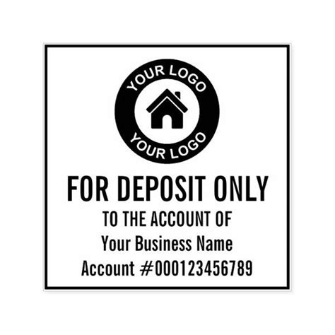 For Deposit Only Company Logo Bank Account Number Self-inking Stamp ...