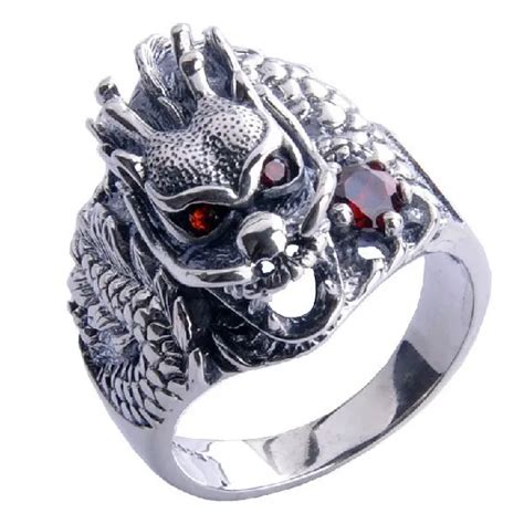 Handmade 925 Silver Dragon Ring for Men Vintage Sterling Silver Ring Dragon-in Rings from ...