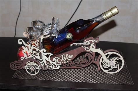 Motorcycle Wine Bottle Holder Wine Butler Laser Cut CDR File | Vectors File