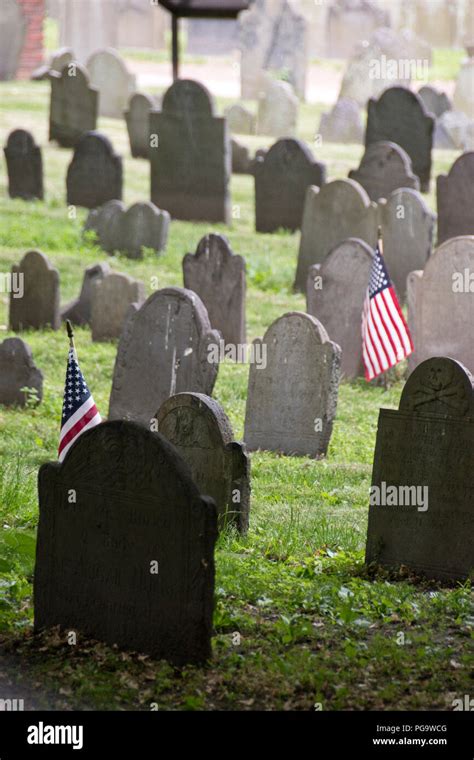 Colonial grave stones in the Granary Burying Ground, which contains the ...