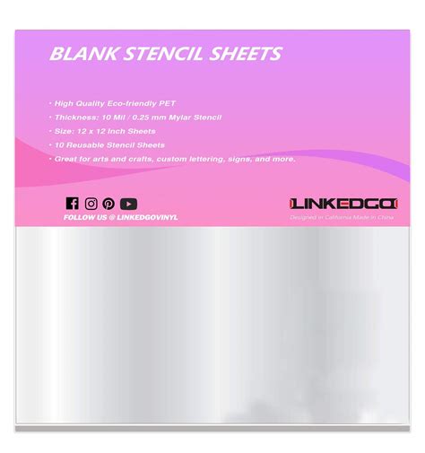 Buy 10 Mil Mylar Sheets for Stencils - Reusable 12”x12” Acetate 10 Stencil Sheets are Perfect to ...