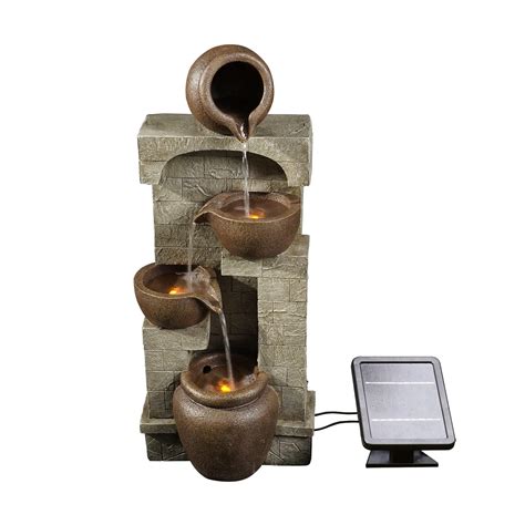 Buy Teamson Home Solar Powered Water Feature, Indoor or Outdoor Garden Water Fountain, 4 Tier ...