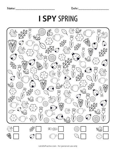 Free Printable I Spy Spring Activity for Kids