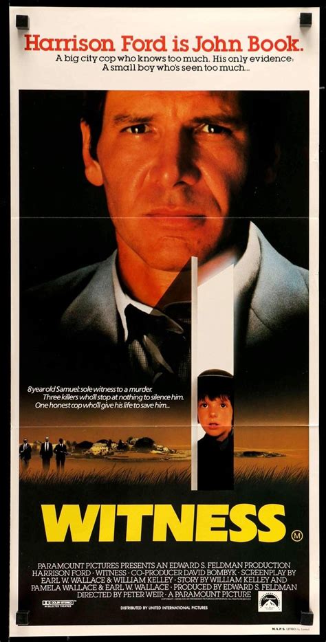 Witness (1985) | Movie posters, Harrison ford, Movie posters vintage