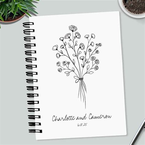 Buy Flower Line Art Drawing Customized Photo Printed Notebook | yourPrint