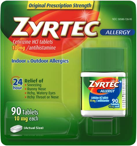 3 Pack - Zyrtec 24 Hour Allergy Relief Tablets, 10 mg Cetirizine HCl ...