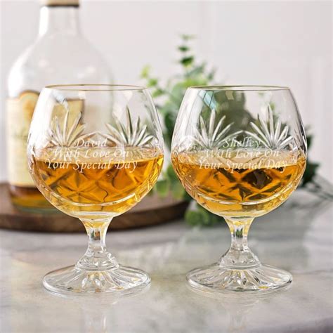 Engraved Pair Of Cut Crystal Brandy Glasses | The Gift Experience