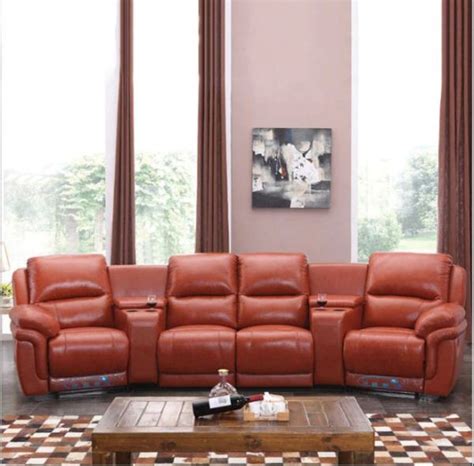 Modern 4 Seater Recliner Leather Sofa - Online Furniture Store - My Aashis