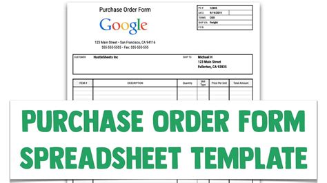 Google Sheets Order Form Template Free