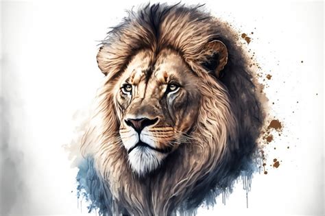 Premium Photo | Digital painting portrait of a lion creative digital ...