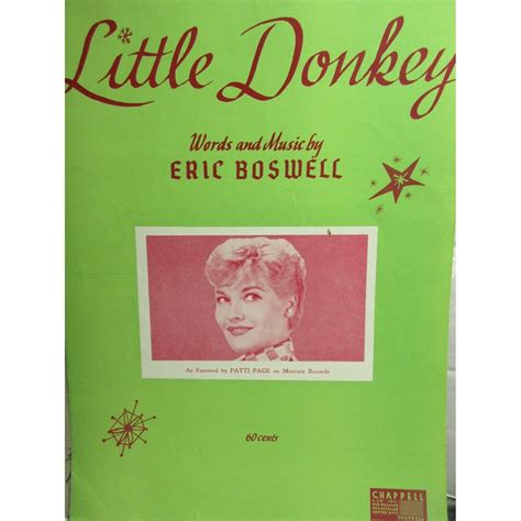 1959 Little Donkey by Patti Page Sheet Music Key of C Chappell Music Co. - Etsy