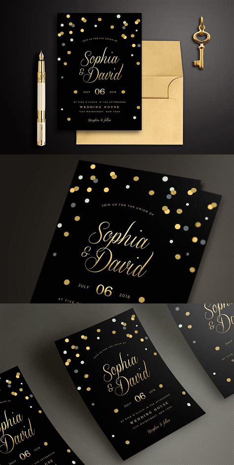 Black & Gold Wedding Invitation | Wedding invitation cards, Wedding invitation card design ...