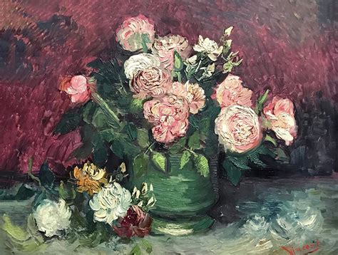 Pink Flowers Painting Post-Impressionist Still Life Vintage Art ...