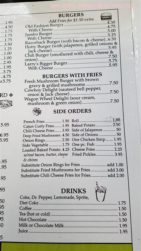 Menu at Wagon Wheel Restaurant, Greenbrier