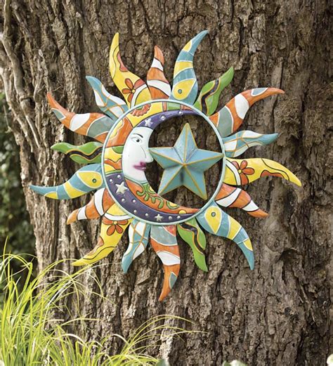 Colorful Metal Talavera Style Sun, Moon And Star Indoor/Outdoor Wall Art | Top-Rated For The ...