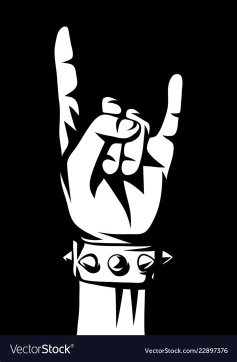 Rock and roll or heavy metal hand sign. Two fingers up emblem. Download ...