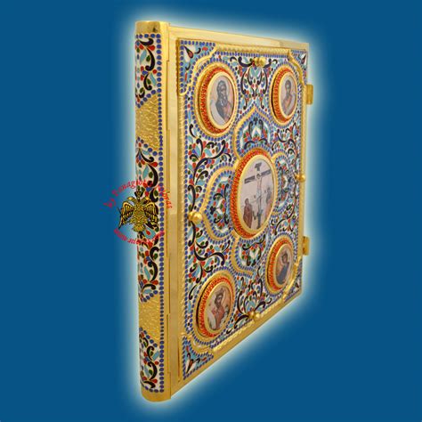 Orthodox Enamel Holy Gospel Book Cover Cross Center Design Gold Plated ...