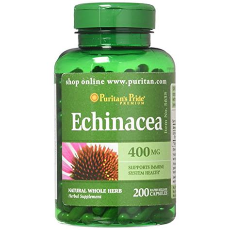 Echinacea 400 mg for Immune Health by Puritan's Pride to Support Immune System 200 Capsules ...