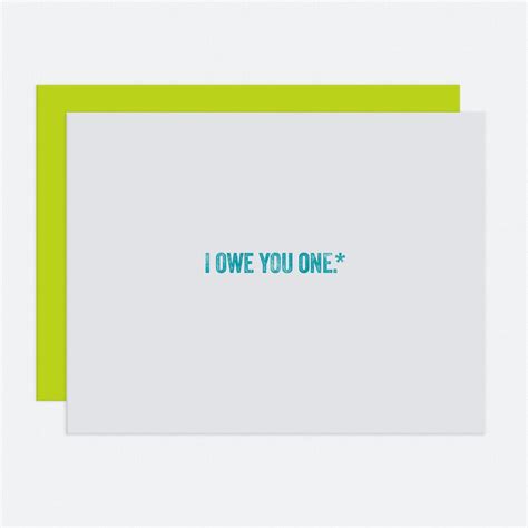 I Owe You One Thank You Card - Etsy