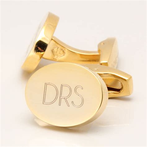 Engraved Initial Cufflinks, Gold Plated Oval by Badger & BrownBadger and Brown – Cufflink ...