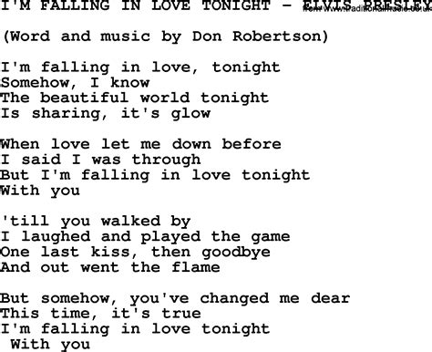 I'm Falling In Love Tonight-Elvis Presley-.txt, by Elvis Presley - lyrics and chords