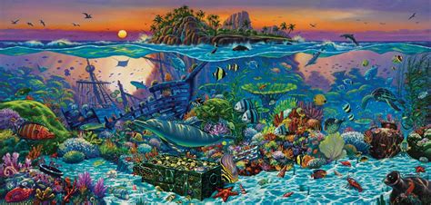 Coral Reef Island Puzzle 1000pcs by Wil Cormier - Underwater puzzles ...