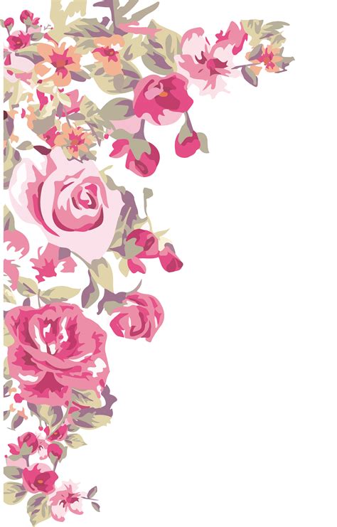 Flower Wallpaper Painted Transprent - Border Design Corner Flower ...