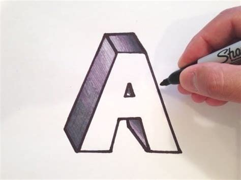 How to Draw the Letter A in 3D - YouTube | 3d alphabet, Drawing letters, Alphabet drawing