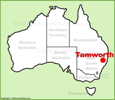 Tamworth location on the Australia Map - Ontheworldmap.com