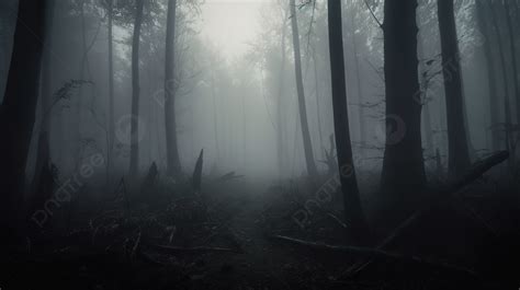 Sinister And Desolate Forest In The Mist A 3d Rendering Background, Scary Forest, Dark Forest ...