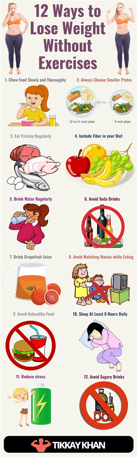 12 Ways To Lose Weight Without Exercises - Tikkay Khan