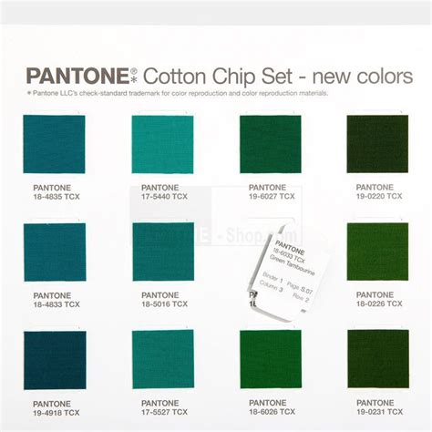 pantone's cotton chip set - new colors in green and blue, with matching ...